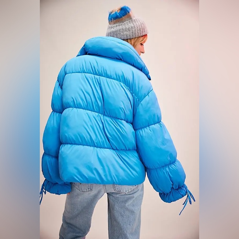 3229. FREE PEOPLE Solid Cotton Candy Puffer Jacket in Blue Jay NWT $168 - Picture 4 of 4